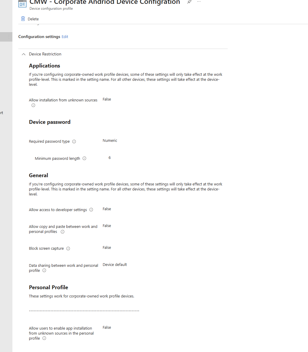 Enrolled Android device status in Intune